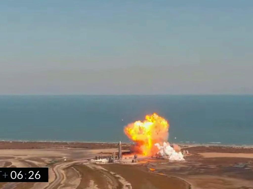 SpaceX’s Starship Serial Number 9 exploded as it touched down on Feb. 2, 2021. Picture: YouTube