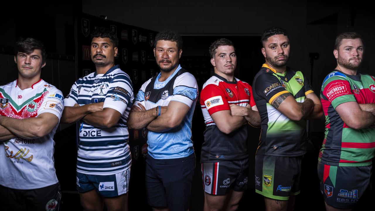 Men's captains ahead of the 2024 NRL NT season. Picture: Patch Clapp