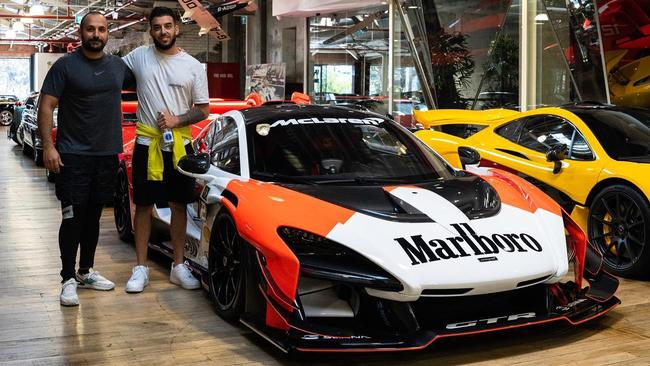 Adrian Portelli (right) with his McLaren Senna GTR at Dutton Garage. Picture: via Facebook