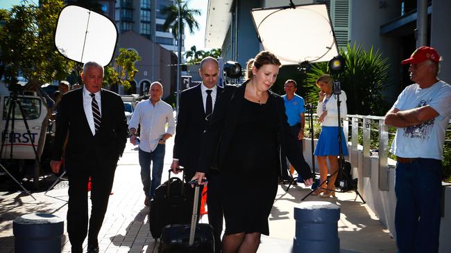 Amber Heard’s legal team arrive at a court on the Gold Coast. Picture: AFP/Patrick Hamilton