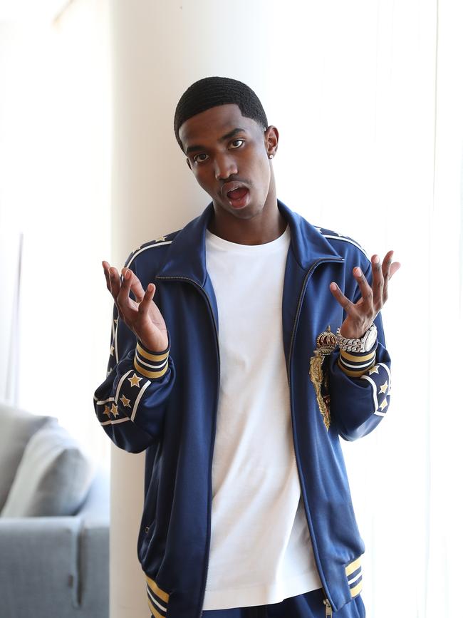 Christian Combs model son of Sean P Diddy Combs in Sydney. Picture: Brett Costello