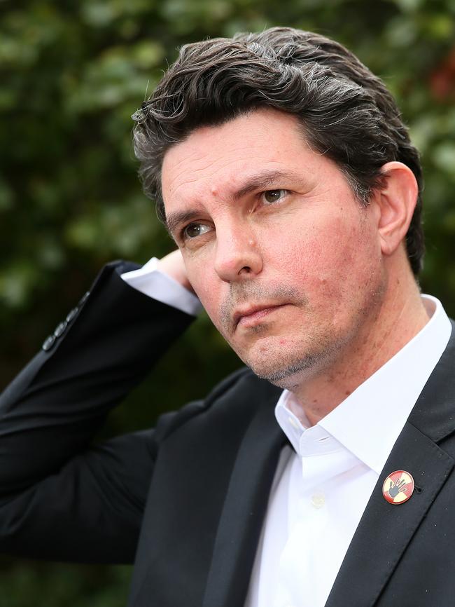 WA Greens Senator Scott Ludlam as he announced his resignation because of dual citizenship. Picture: Colin Murty