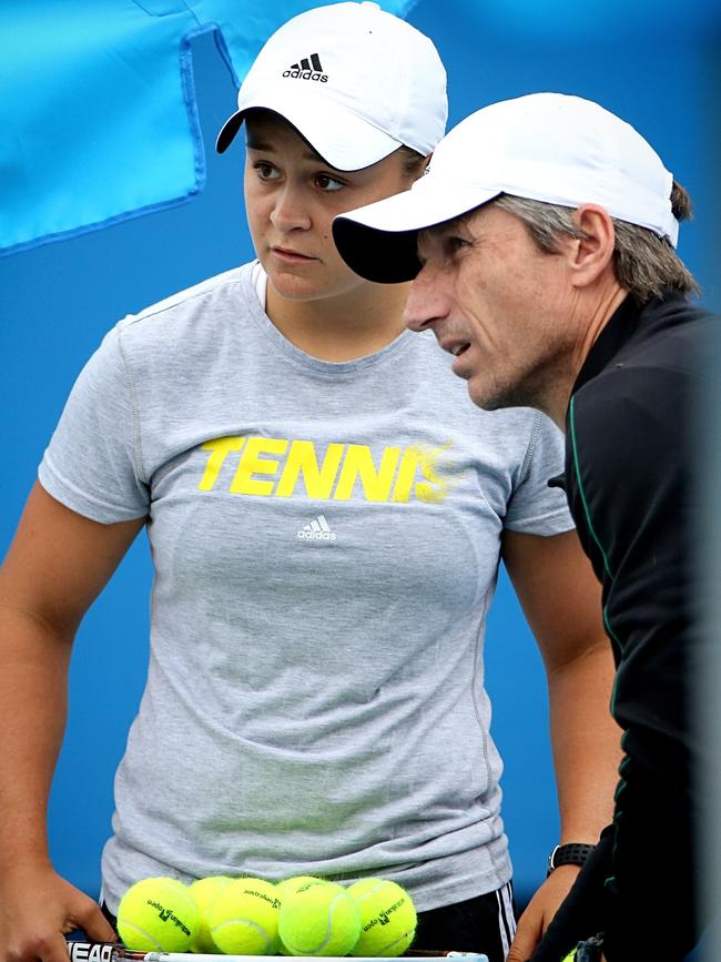 Barty with coach Jason Stoltenberg in 2013.