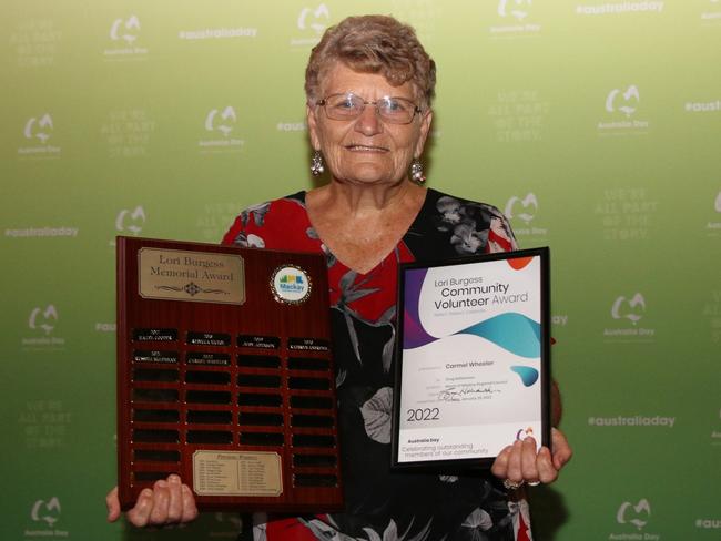 Carmel Wheeler won the Lori Burgess Community Volunteer Award at Mackay Regional Council's 2022 Australia Day awards.