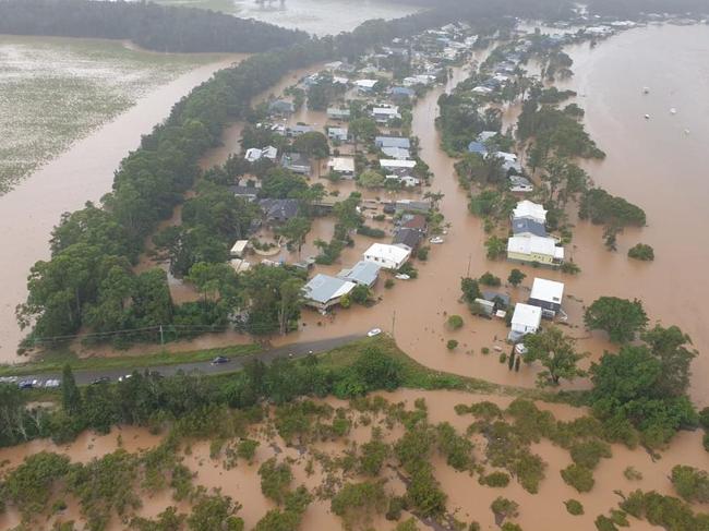 Low-lying areas of the town remain underwater. Picture: NSW SES Port Macquarie Unit