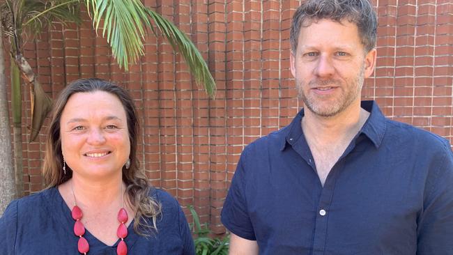 Outgoing Byron deputy mayor Sarah Ndiaye and newly-elected deputy mayor Michael Lyon outside the Byron Shire Council chambers in Mullumbimby, Thursday September 24, 2020.