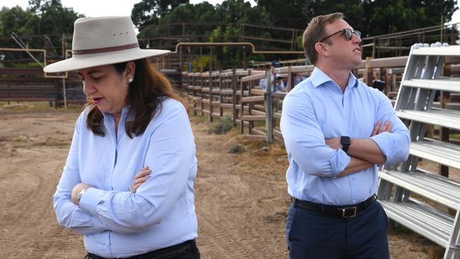 Then premier Annastacia Palaszczuk with her then deputy Steven Miles at Longreach in 2021