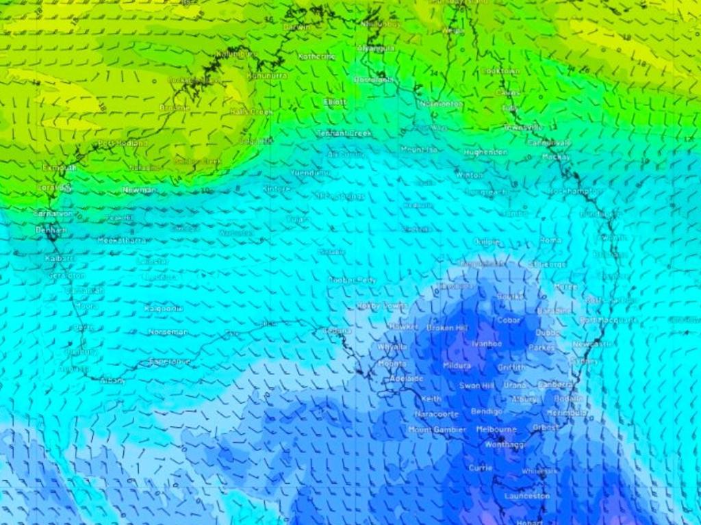 A cold air mass could park itself over southern Australia next week. Picture: Weatherzone.