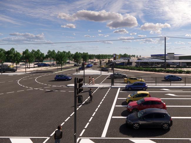 Concept art of the $6 million upgrades to the intersection which would see improved slip lanes and added pedestrian crossings to the Bagot Rd/Osgood Dr intersection. Picture: Supplied