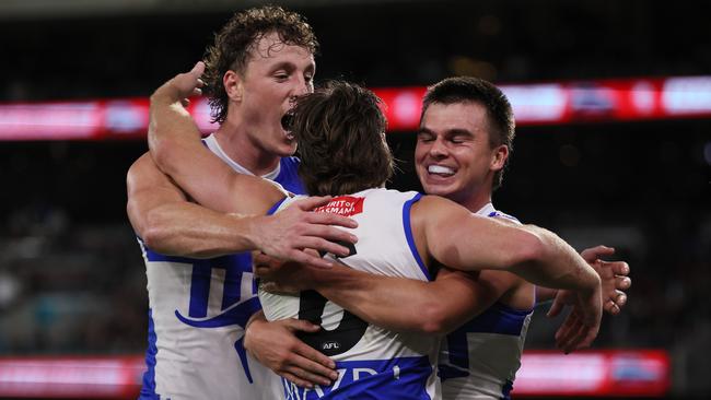 North Melbourne will need to claim its first win over Essendon since 2016 without George Wardlaw. Picture: James Elsby/AFL Photos via Getty Images