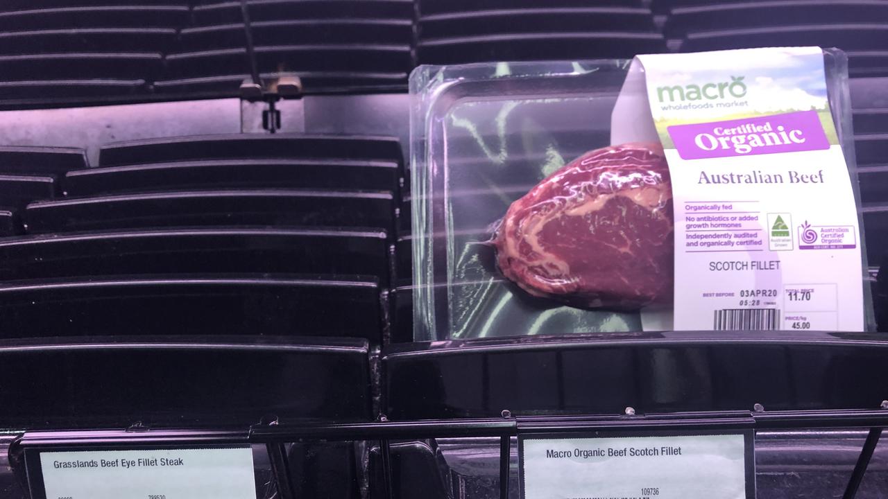 Empty supermarket shelves at Woolworths in Woolloomooloo, an inner-city eastern suburb of Sydney, on Monday. Picture: Alex Turner-Cohen/news.com.au