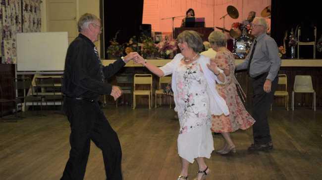 BUST A MOVE: Viv and Gwenda Brown show off their moves at the Chinchilla Harvest time Dance, the first dance to be held in town in many years. . Picture: Kate McCormack