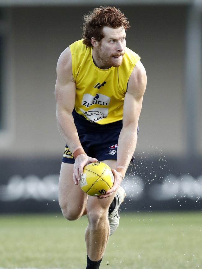 Oskar Baker during a Melbourne Demons AFL training session at Casey Fields this week. Picture: Getty
