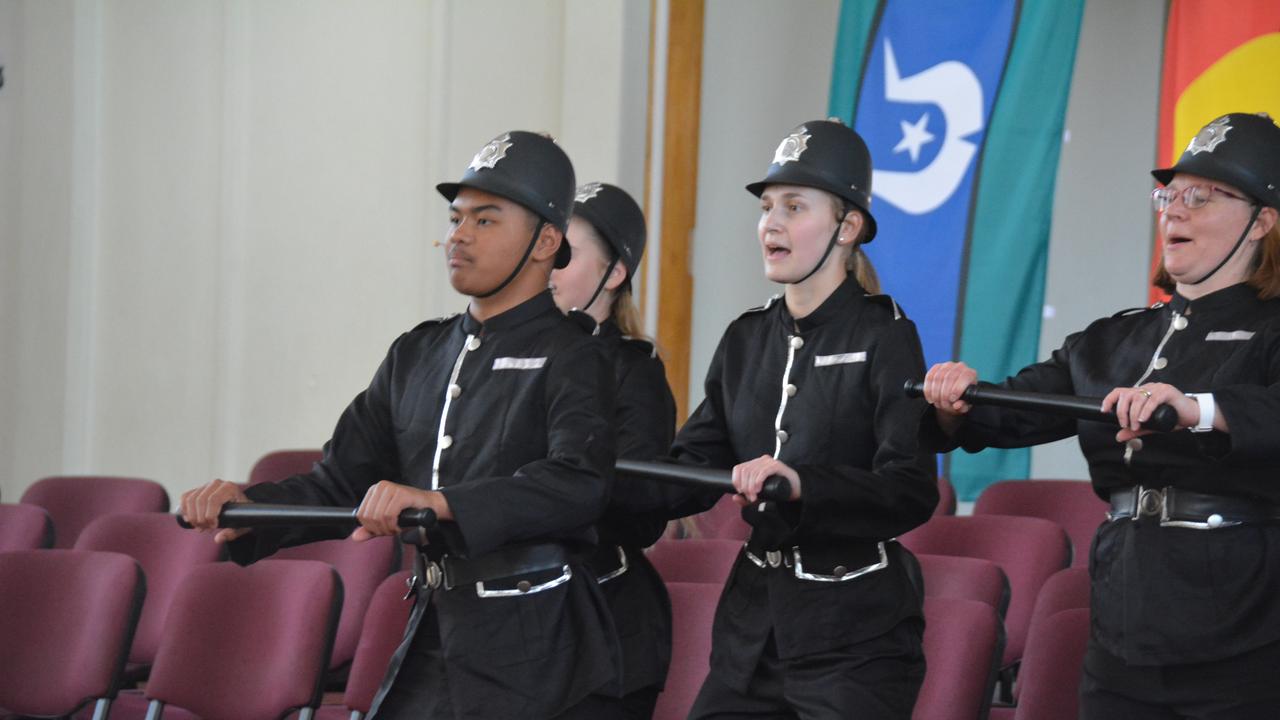 KSHS Pirates of Penzance cast members perform the Police medley at the Proms in the South Burnett concert in Kingaroy on Sunday, November 17. (Photo: Jessica McGrath)