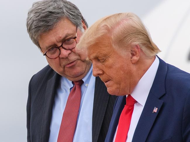 US President Donald Trump with US Attorney General William Barr. Picture: AFP