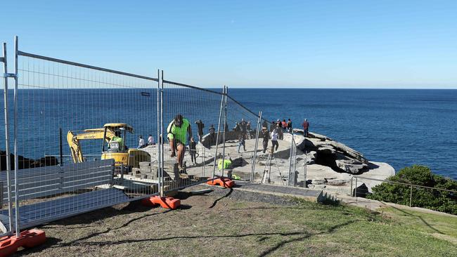 Construction for Sculpture by the Sea has started but it could be the last year it’s at Bondi. Picture: Tim Hunter