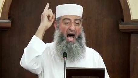 Extremist cleric Ahmed Zoud delivers an inflammatory sermon at a mosque in Lakemba last Friday, just after apologising to Jews over a previous speech.