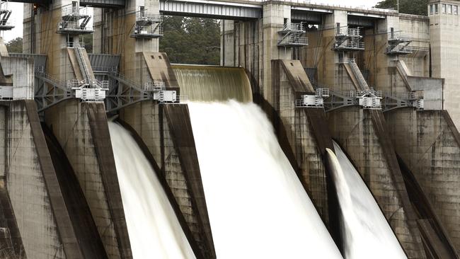 Warragamba Dam releasing overflow after heavy rainfall. Picture: Getty Images