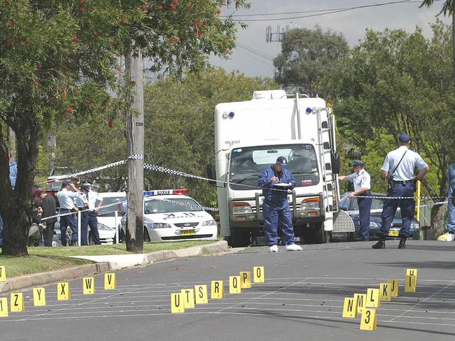 The Greenacre house was peppered with more than 100 bullets. Picture: Bill Hearne