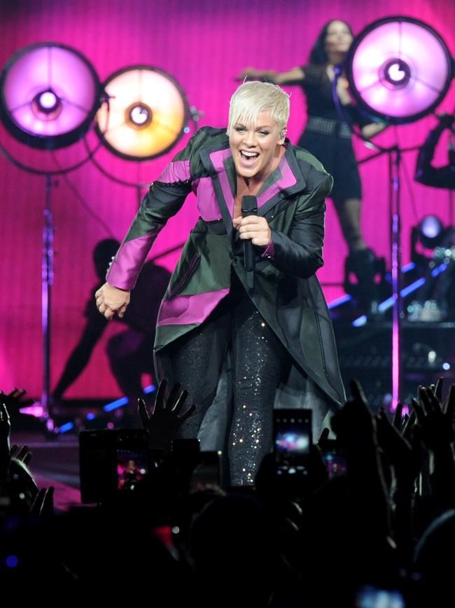 Pink performs the first of her concerts at Melbourne's Rod Laver Arena. Picture: Andrew Henshaw