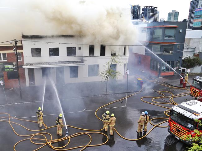 It took over three hours to bring the fire under control. Picture: Hamish Blair