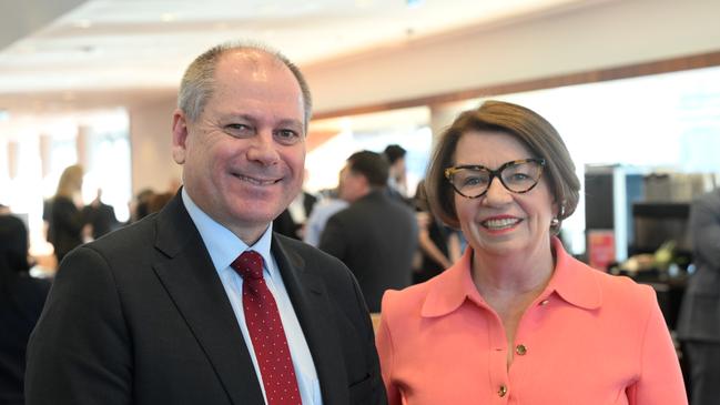 Westpac chief executive Peter King and ABA boss Anna Bligh at the conference.