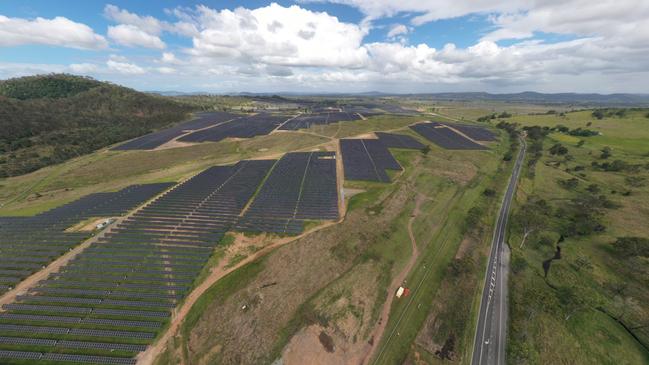 A drone image of the Woolooga solar farm near Gympie.