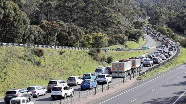 Traffic on the southern outlet near Kingston. Picture: DEAN WINTER