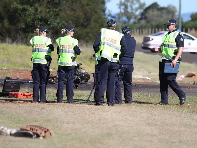 Police at the scene of the latest fatal crash involving a truck in the Kingaroy district. Picture: Annette Dew