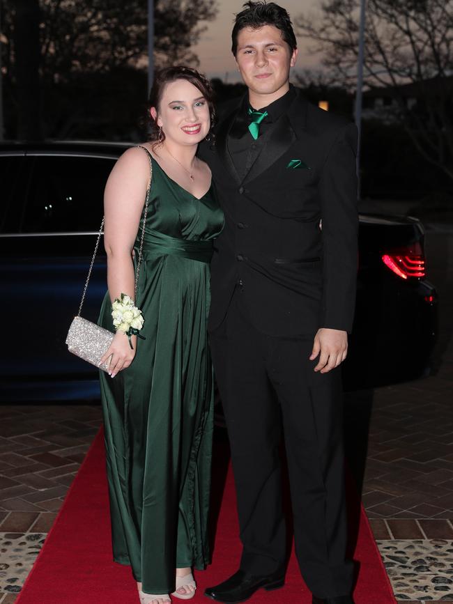 Beth Morris, 18, and Samuel Morgan, 18, at the Ormeau Woods School formal at Links Resort, Hope Island. Picture: Glenn Hampson