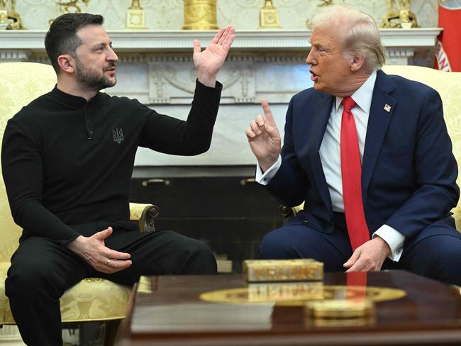 US President Donald Trump and Ukraine's President Volodymyr Zelensky had a heated exchange in the Oval Office of the White House in Washington, DC. Picture: AFP