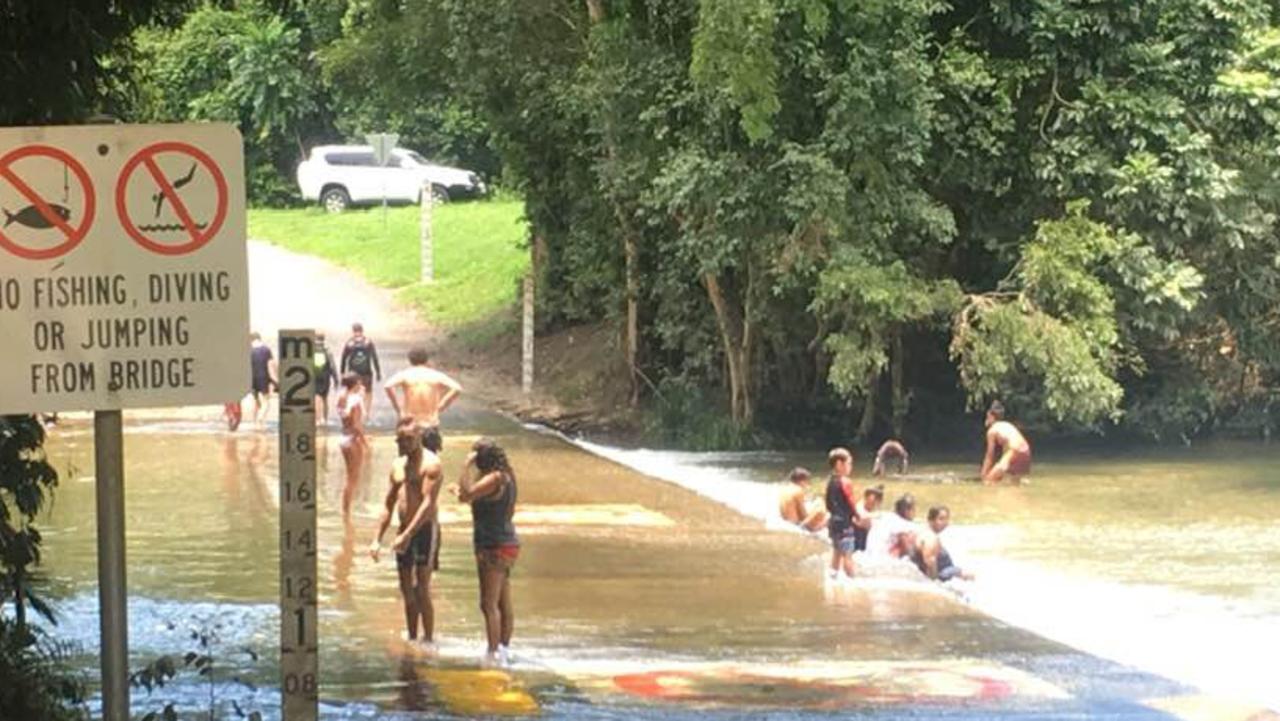 Behana Creek causeway is a popular family swimming area at Aloomba.