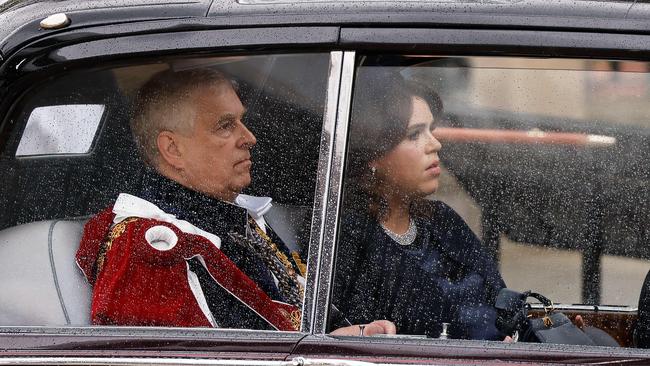 Britain's Prince Andrew, Duke of York and Britain's Princess Eugenie of York arrive at Westminster Abbey. Picture: AFP