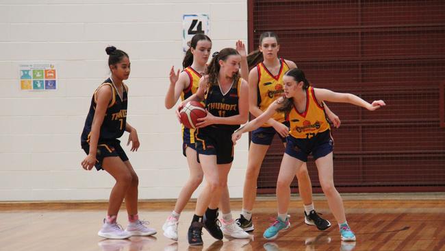 Logan Thunder's Sharni Reisinger in action against the Brisbane Capitals.