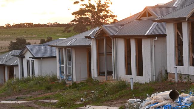 Unfinished homes in an O’Halloran Hill estate. Picture: Keryn Stevens