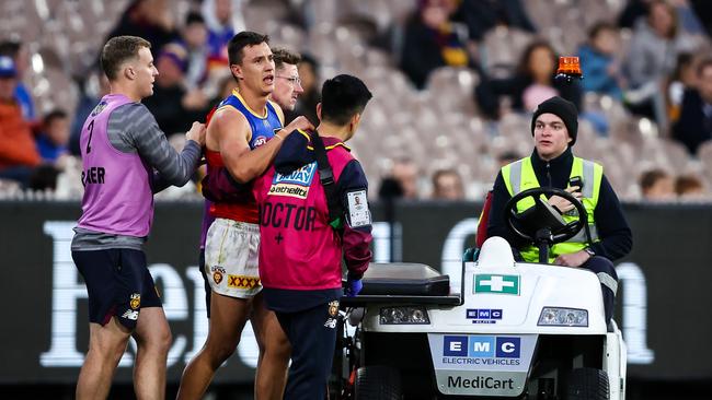 McCluggage sat out the rest of the Hawks clash with the Lions with concussion after the tackle. Picture: Getty Images