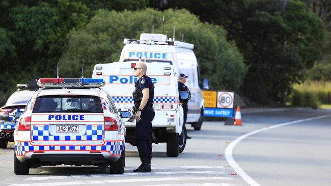 Queensland Police set up a roadblock at Coolangatta. Picture: Scott Powick