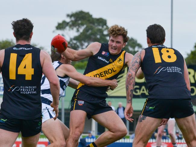 Will Gould in action for Glenelg against South Adelaide at Glenelg Oval. Picture: AAP Image/Brenton Edwards