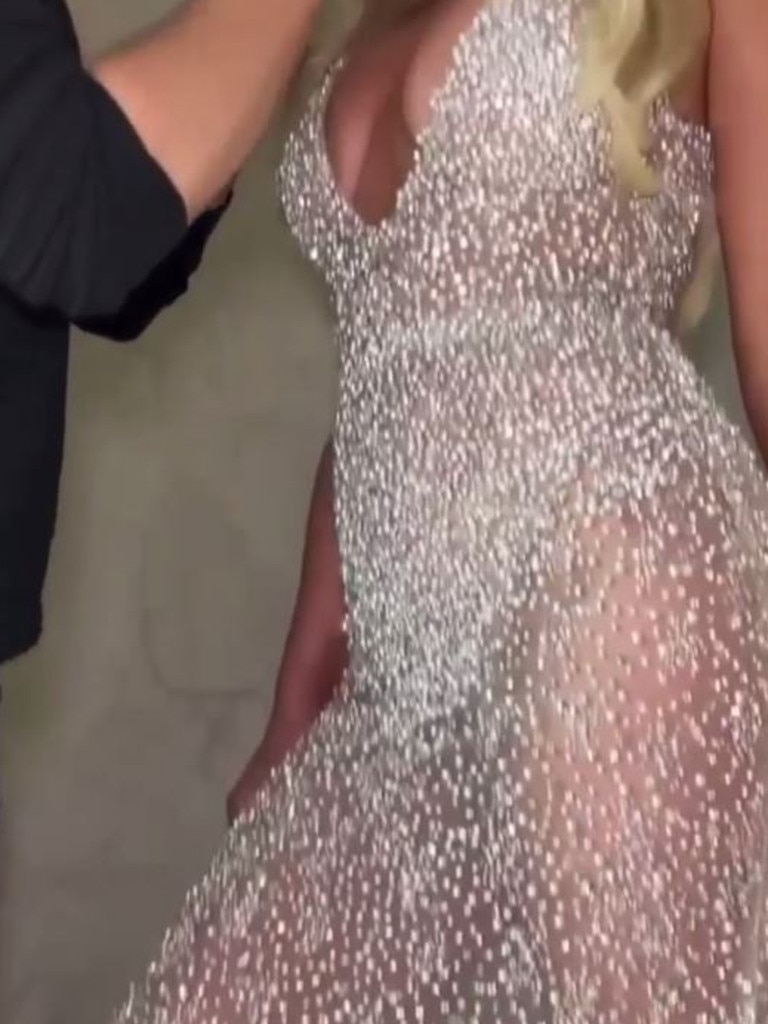 Paulina shared a video showing off her sheer wedding gown. Picture: Instagram/paulinagretzky