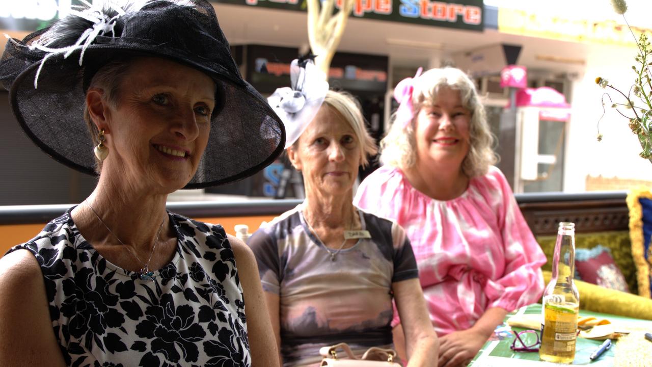 Trish Johnson, Barb Scott and Wendy Bowman at The Dolly and Oats during the Melbourne Cup Races on November 7, 2023.