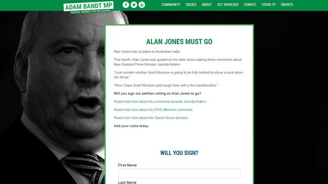 Adam Bandt's "Alan Jones Must Go" campaign.