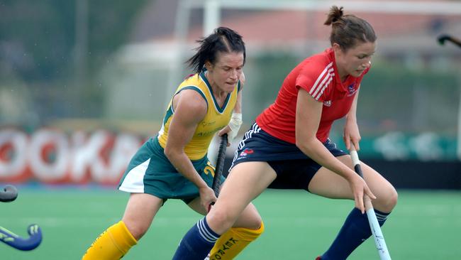 Melanie Wells during a game against Great Britain in 2005. Picture: Fiona Harding