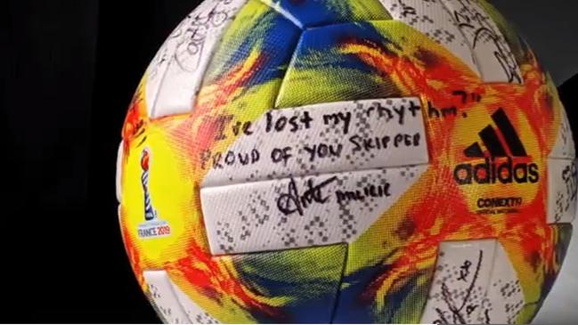 Ante Milicic’s message to Sam Kerr on the match ball