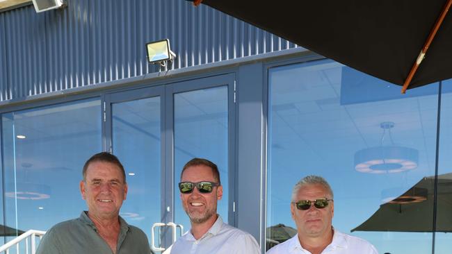 MELBOURNE, AUSTRALIA - MARCH 2 2024 Bernie Vaughan, Rob Alban and Bruce Tucker Attend the Wangaratta Cup Picture: Brendan Beckett