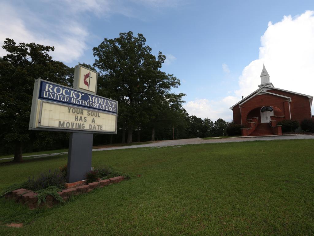 An Alabama preacher attracts people to pray with him by offering them use of the firing range he’s built at the rear of the Rocky Mount Methodist Church. Picture: Gary Ramage