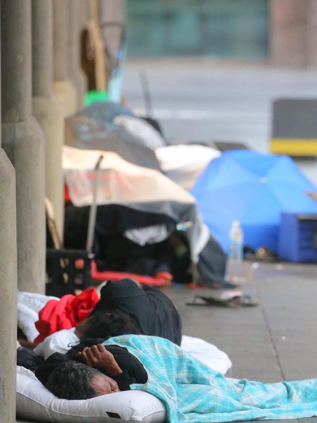 The QVB is a lucrative zone for homeless people. Picture John Grainger