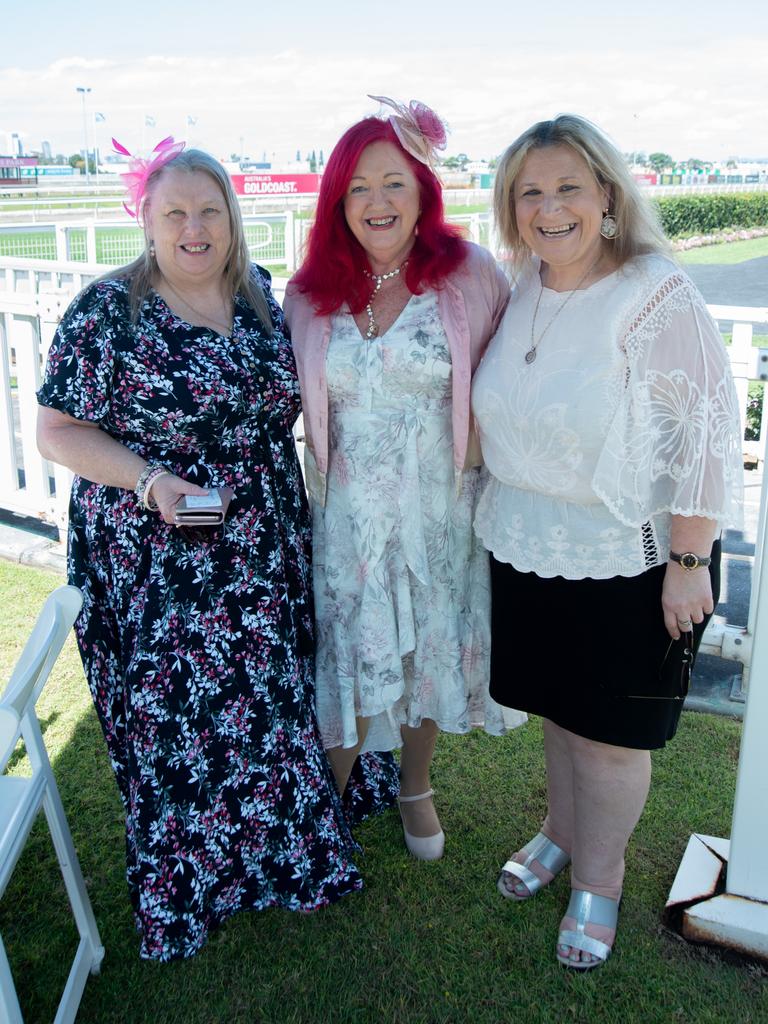 Kerry Scottney, Kerrie Bingham and Donna Vakacegu at The Dome Garden Party. Picture: Andrew Meadowcroft.