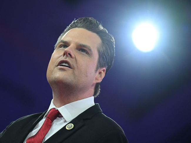 (FILES) US Representative Matt Gaetz, Republican of Florida, speaks at the Conservative Political Action Conference (CPAC) in National Harbor, Maryland, on February 23, 2024. Gaetz announced on November 21, 2024, that he is withdrawing as US President-elect Donald Trump's nominee for Attorney General. (Photo by Mandel NGAN / AFP)