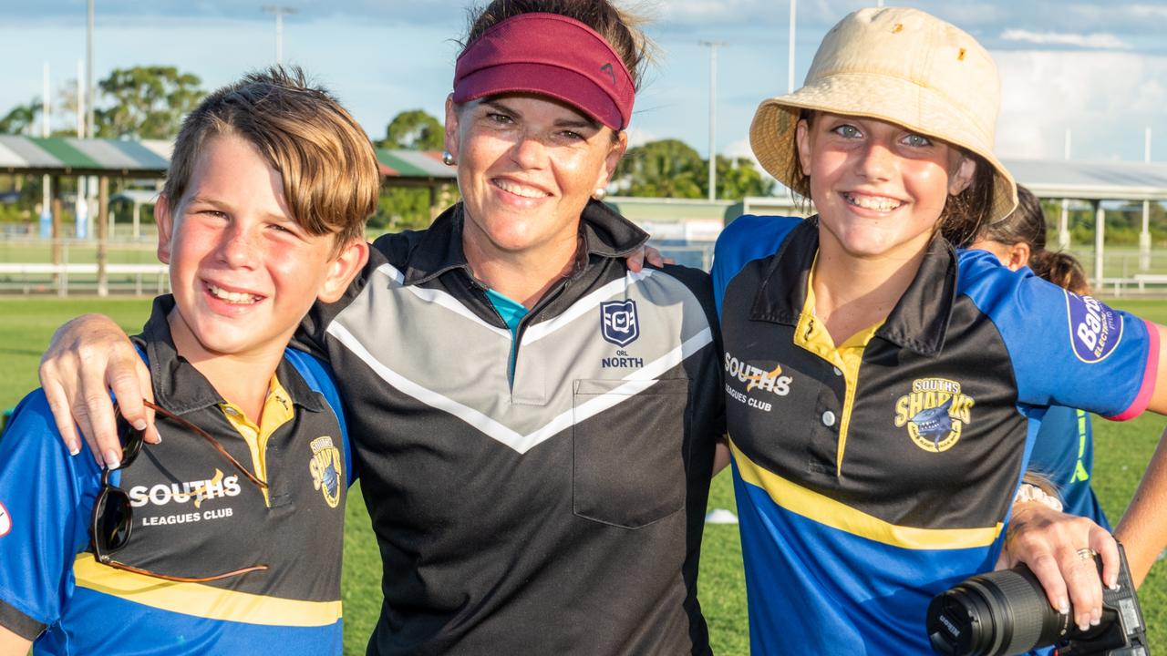 Mason Harris, Tamyka Harris and Lily Hoffman at The Festival of Rugby League. Picture: Michaela Harlow