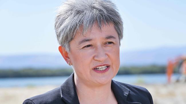 ADELAIDE, AUSTRALIA - NewsWire Photos MARCH 16, 2023: Minister for Foreign Affairs, Senator the Hon Penny Wong at Snapper Point on the Port River. This will be the site of the new shipyard to build the AUSKUS submarines north of the ASC site. Picture: NCA NewsWire / Brenton Edwards